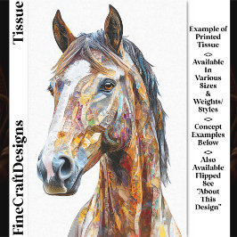 Papel De Seda Retrato de Cavalo em Colagem Boêmia DE9L Decoupage