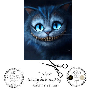Papel De Seda Retrato de Gato Fantasia Sorridente Azul Descoupag