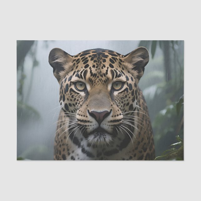 Papel De Seda Retrato de Jaguar na Selva (Frente )