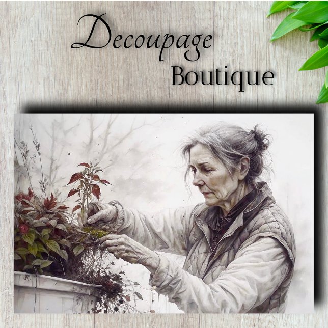 Papel De Seda Retrato de Jardineiro Decoupage (Gardener Portrait Decoupage Tissue Paper)