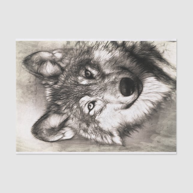 Papel De Seda Retrato de lobo (Frente )