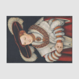 Papel De Seda Retrato de Magdalena da Saxônia por Lucas Cranach