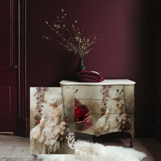 Papel De Seda Retrato de Maria Antônia Pássaro & Floral Rosa 