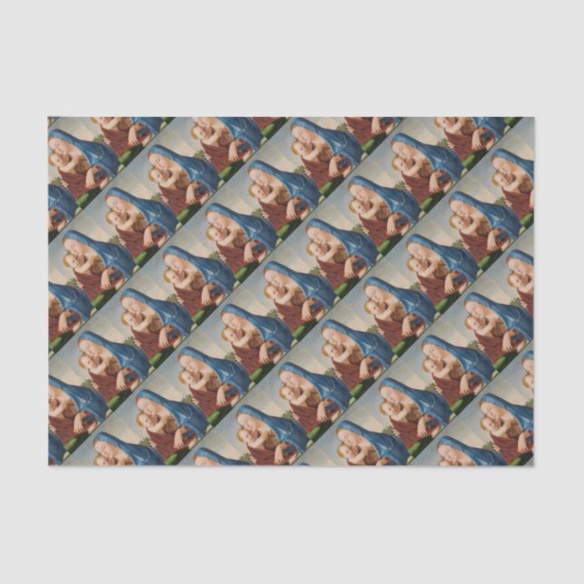 Papel De Seda Retrato de Mary Segurando Jesus Bebê (Frente )