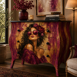 Papel De Seda Retrato de mulher decoupage floral de ameixa glamo