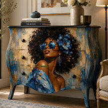 Retrato de Mulher Glamour Floral Azul