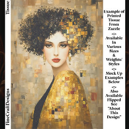 Papel De Seda Retrato de Mulher no Estilo Klimt em Ouro EB5L Dec