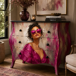 Papel De Seda Retrato de Mulher Óculos de Sol Rosa Glamour