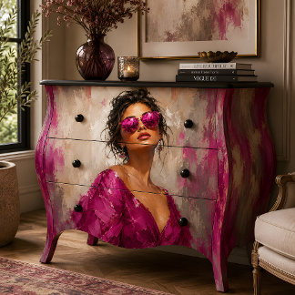 Papel De Seda Retrato de Mulher Óculos de Sol Rosa Glamour