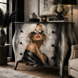 Papel De Seda Retrato de Mulher Preto Branco Glamour