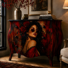 Papel De Seda Retrato de Mulher Vermelho Preto Glamour