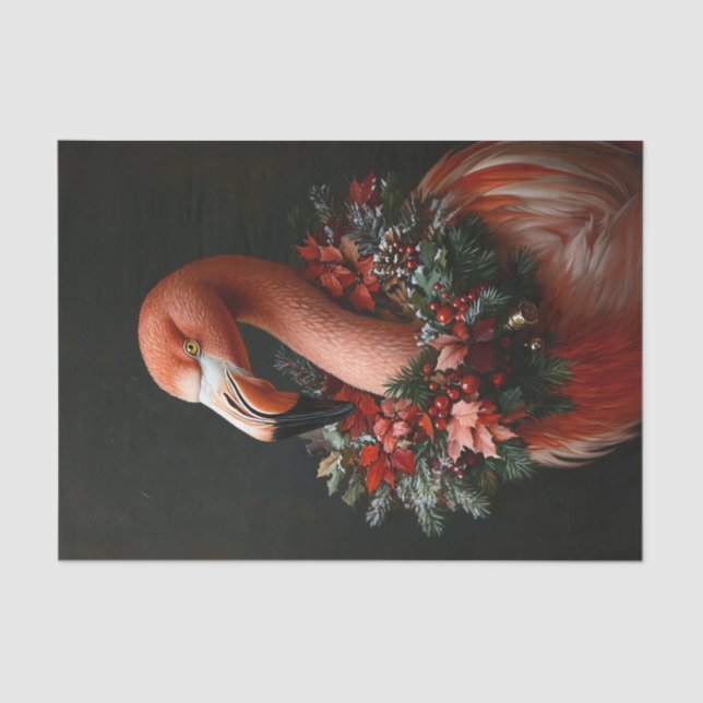 Papel De Seda Retrato de Natal de uma Descontinuação Flamingo (Frente )
