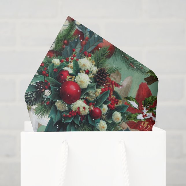 Papel De Seda Retrato de Natal Vitoriano (Sacola de presentes)