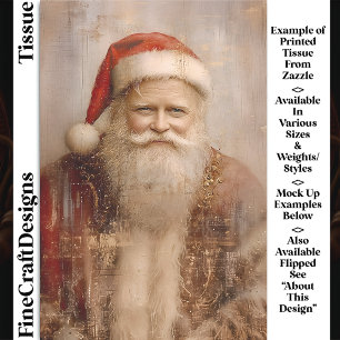 Papel De Seda Retrato de Papai Noel Vintage Decoupage DZ1LF