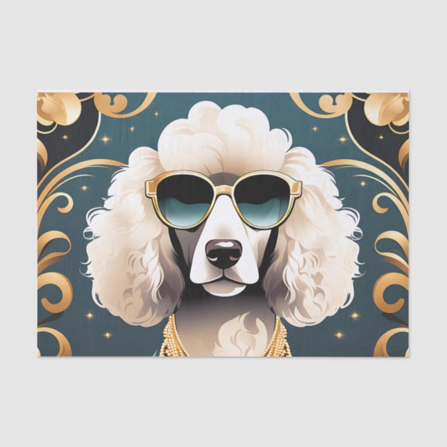 Papel De Seda Retrato de Poodle com óculos de sol (Frente )