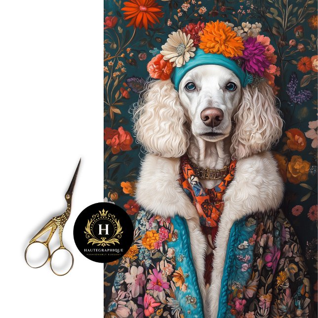 Papel De Seda Retrato de Poodle Francês Boho Decoupage (Criador carregado)
