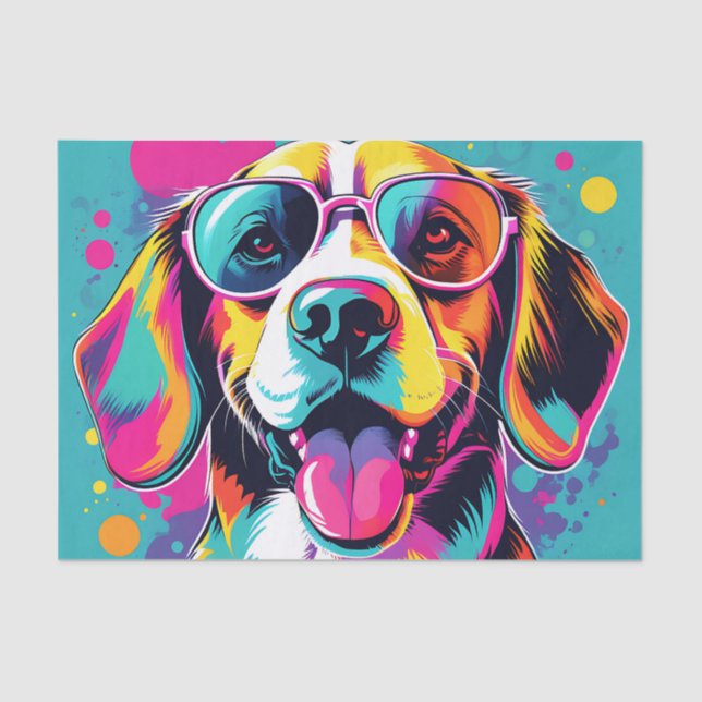 Papel De Seda Retrato de pop Art Beagle (Frente )