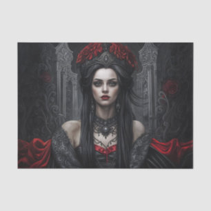 Papel De Seda Retrato de Rainha Gótica Decoupage Vampira Sombr