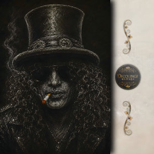Papel De Seda Retrato de Slash em Decoupage de Rock Lendário