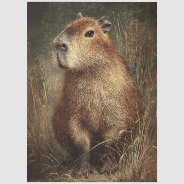 Papel De Seda Retrato de uma Capivara (Frente )