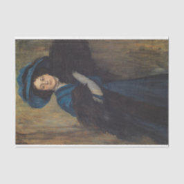 Papel De Seda Retrato de uma dama em azul (Raimundo de Madrazo)