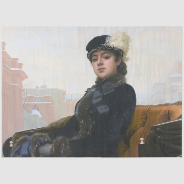 Papel De Seda Retrato de uma Mulher Desconhecida, Ivan Kramskoi (Frente )