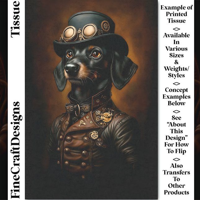 Papel De Seda Retrato de Wiener de Dachshund Steampunk CR5 Decou (Criador carregado)