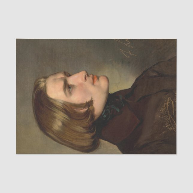Papel De Seda Retrato do compositor Franz Liszt, 1838 (Frente )