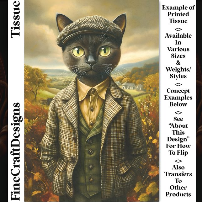 Papel De Seda Retrato do Gato Fazendeiro no Campo Decoupage CM2 (Criador carregado)