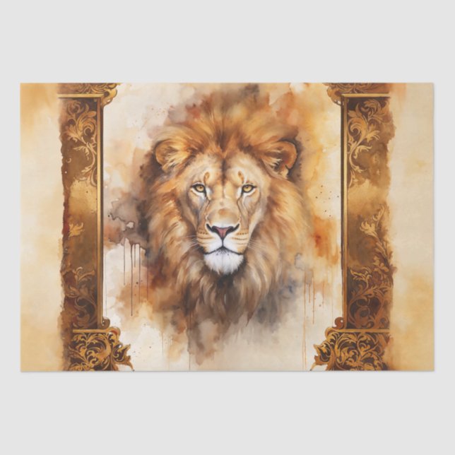 Papel De Seda Retrato do Leão de Lâminas de Lâminas de Lúxo com  (Frente )