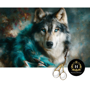 Papel De Seda Retrato do Lobo Cinza Glacial