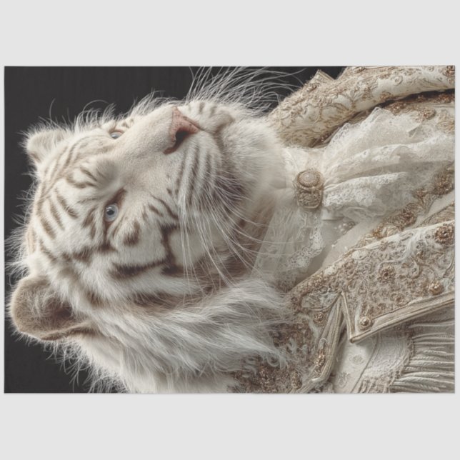 Papel De Seda Retrato Fantasia com Tigre Branco Regal (Frente )