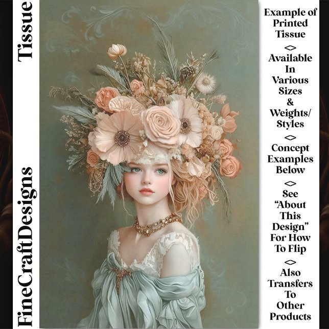 Papel De Seda Retrato Floral do chique, Peach CN1 Decoupage (Criador carregado)