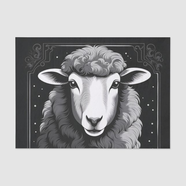 Papel De Seda Retrato Fluffy Sheep (Frente )