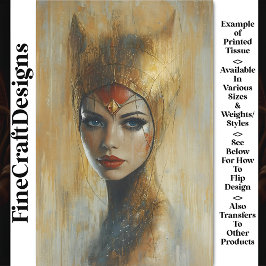 Papel De Seda Retrato, Headdress Dourado, Lábios vermelhos BV2 D