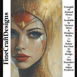 Papel De Seda Retrato, Headdress Dourado, Lábios vermelhos BV3 D