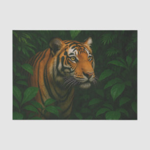 Papel De Seda Retrato Majestoso do Tigre de Bengala na Selva Vid