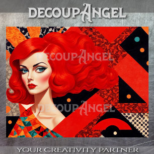 Papel De Seda Retrato MCM da Mulher na Desnuvem Vermelha e Negra