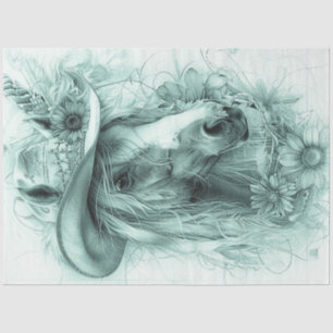 Papel De Seda Retrato Monocromático de Cavalo Desumanado