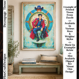 Papel De Seda Retrato Ousado Estilo Rockabilly FM1R Decoupage