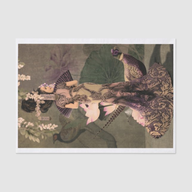 Papel De Seda Retrato Pheasant Peony, Mulher Oriental (Frente )