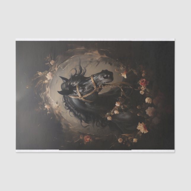 Papel De Seda Retrato - Pintura de uma Cabeça com Rosas (Frente )