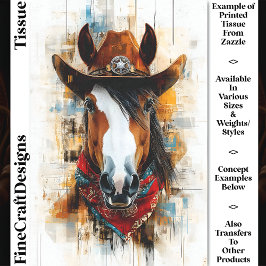 Papel De Seda Retrato Rústico de Cavalo de Cowboy Western DE2 De