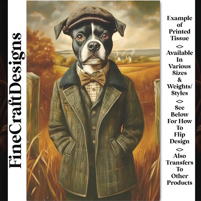 Papel De Seda Retrato Terrier de Boston na Paisagem CG7 (Criador carregado)