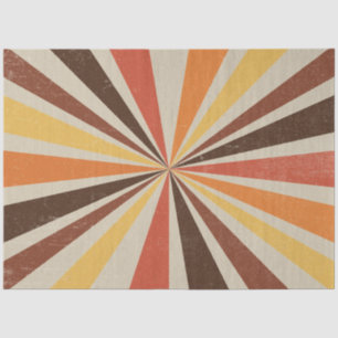 Papel De Seda Retro 60s 70s Castanho Dourado Laranja Striped Sun