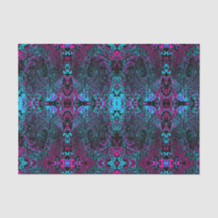 Papel De Seda Retro Aqua Magenta e Abstrato preto