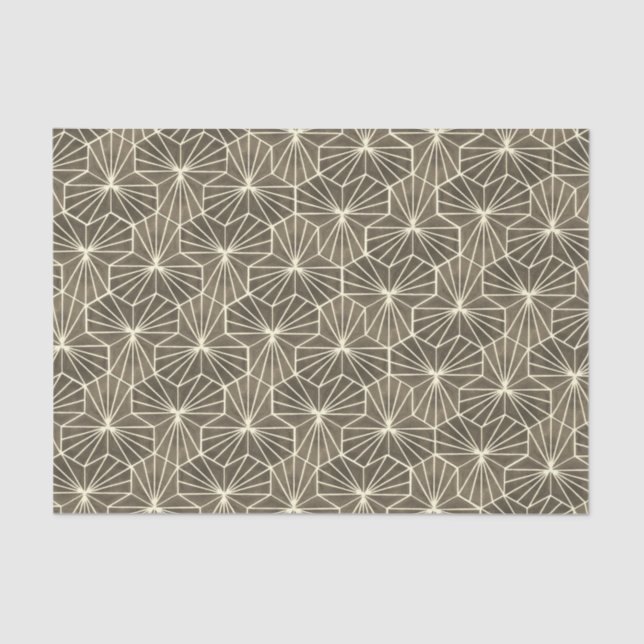 Papel De Seda Retro Art Deco Beige Brown Geometric Pattern (Frente )