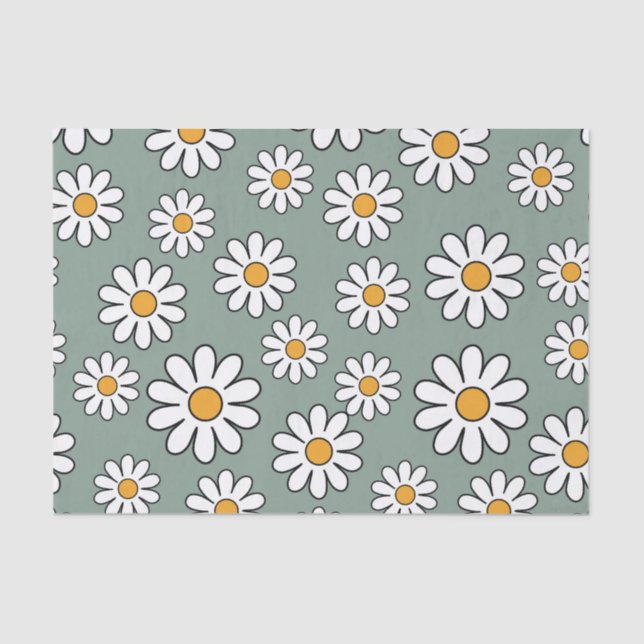 Papel De Seda Retro Boho Cute Daisy Floral Pattern (Frente )
