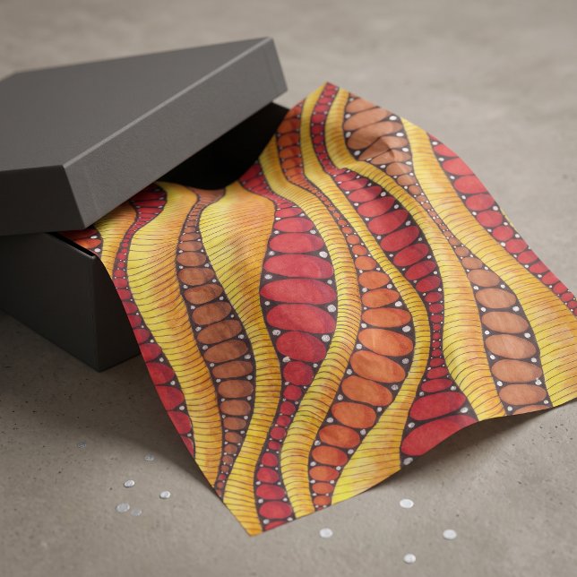 Papel De Seda Retro Boho Terracota Ondas Abstratas Orgânicas (Criador carregado)
