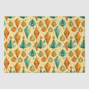Papel De Seda Retro-Cobre Moderno do Século médio e Natal Teal